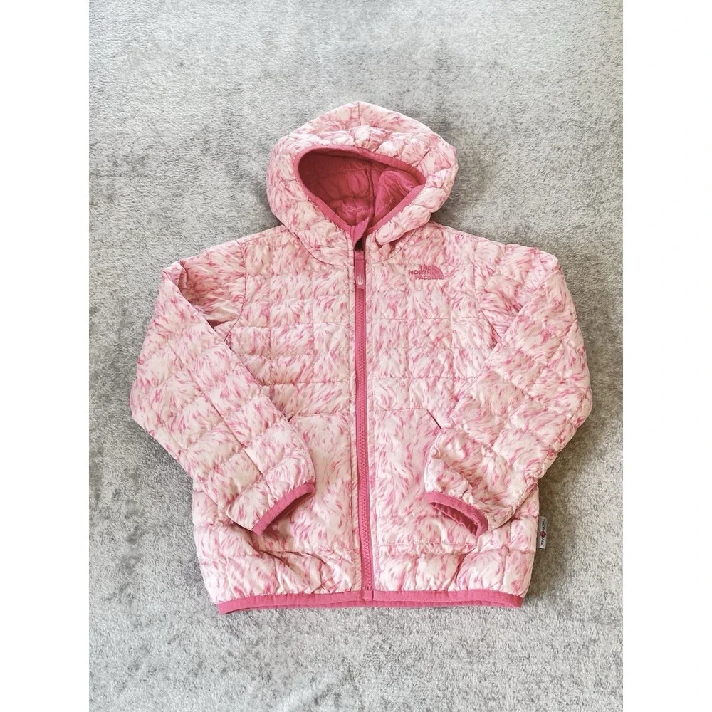 THE NORTH FACE Kid Thermoball Full Zip Hooded Jacket Pink Size 5 Reversible